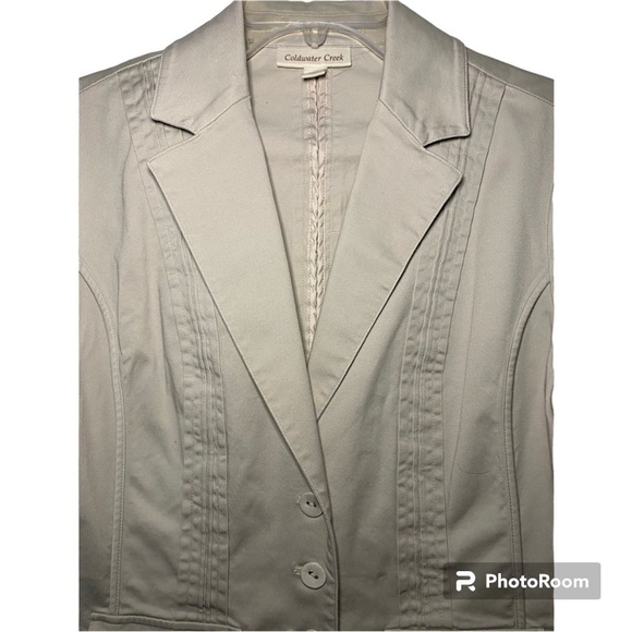 Coldwater Creek top or short sleeve jacket.  Khaki color. Size 14. - Picture 1 of 9